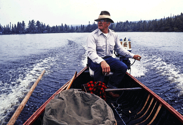 Bob Jalbert crossing Round Pond, Allagash River, Maine, 1979.